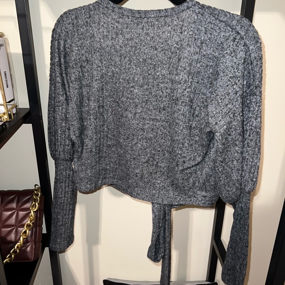 Fashion nova Open Front Wrap Sweater Cardigan size medium - charcoal color - Picture 2 of 4